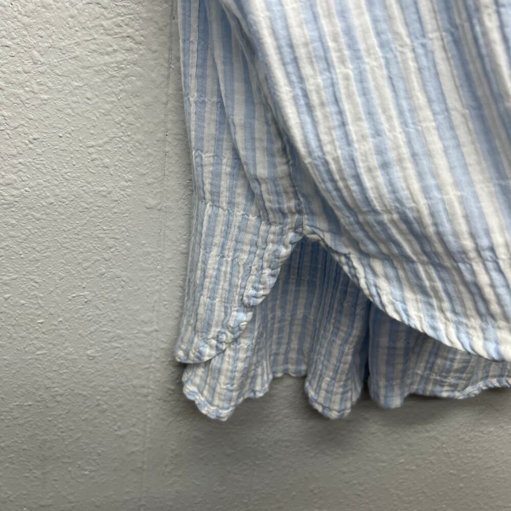Old Navy Crinkled Striped Button Front Shirt Womens Small Oversized Nautical - Picture 5 of 11